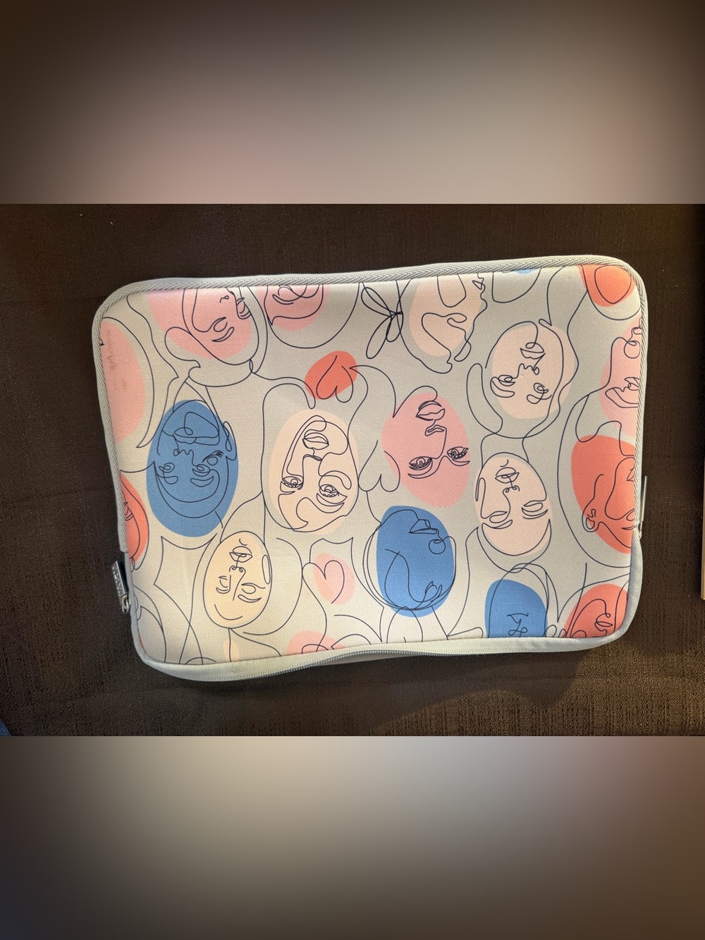 Neutral Face Pattern Tablet Sleeve in Pink & Blue